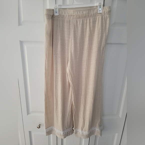 Rachel Zoe 100% linen cream boho wide leg pants Size XL Beach Lounge Comfort - Picture 5 of 6
